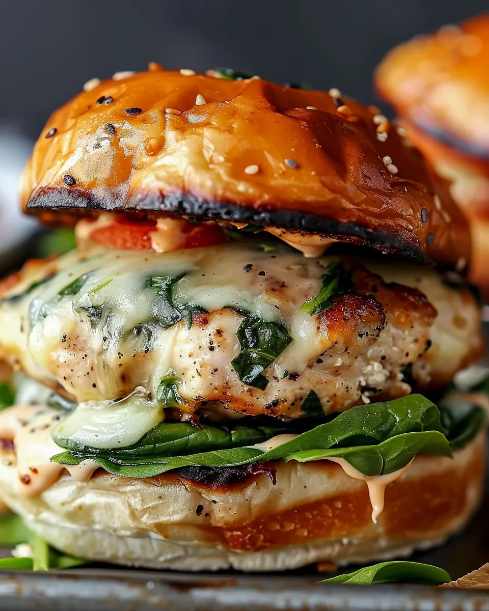 White Cheddar and Spinach Chicken Burgers: Juicy and Homemade Delight