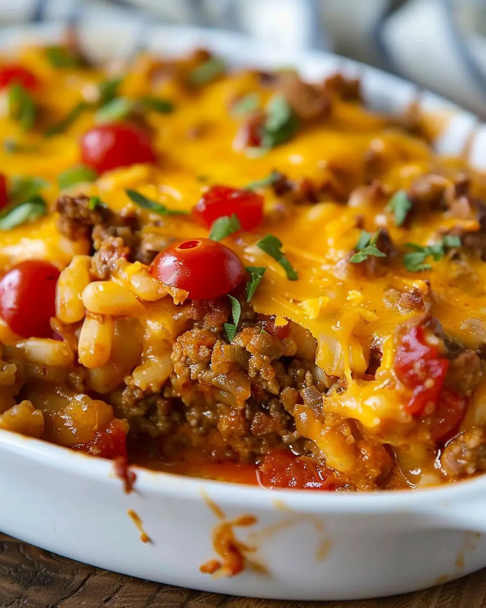 Easy Cowboy Casserole with Turkey Bacon and Chicken Ham Delight