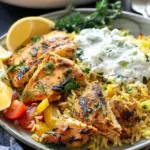Dump-and-Bake Chicken Tzatziki and Rice