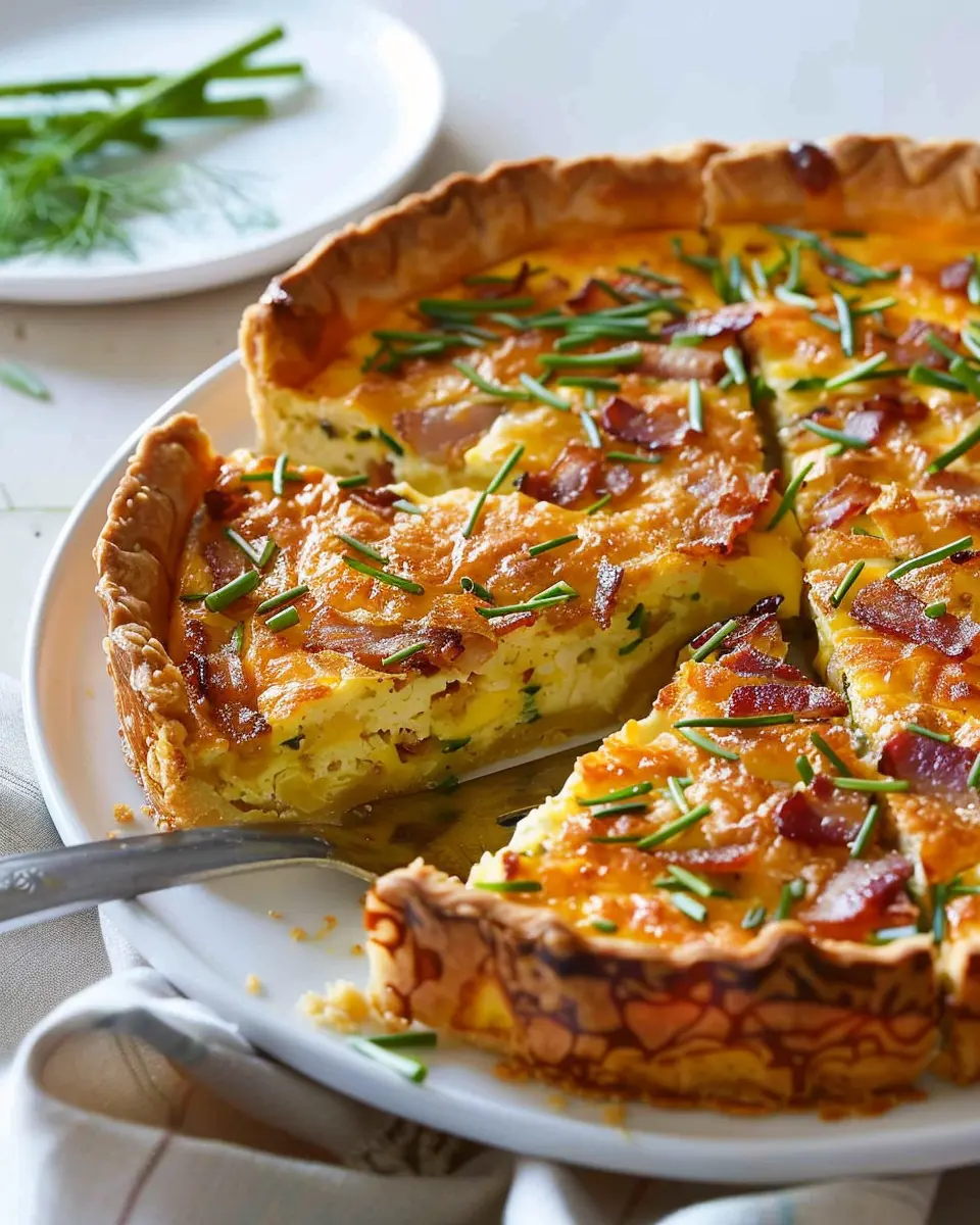 Hash Brown Crust Turkey Bacon and Cheddar Quiche: Easy &amp; Indulgent