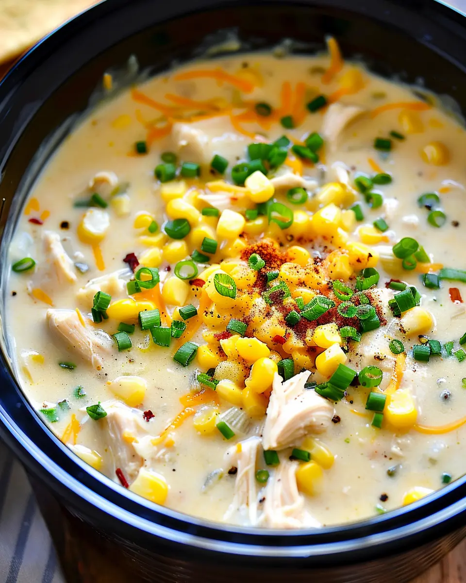 Crock Pot Chicken Corn Chowder Easy Recipe with Turkey Bacon