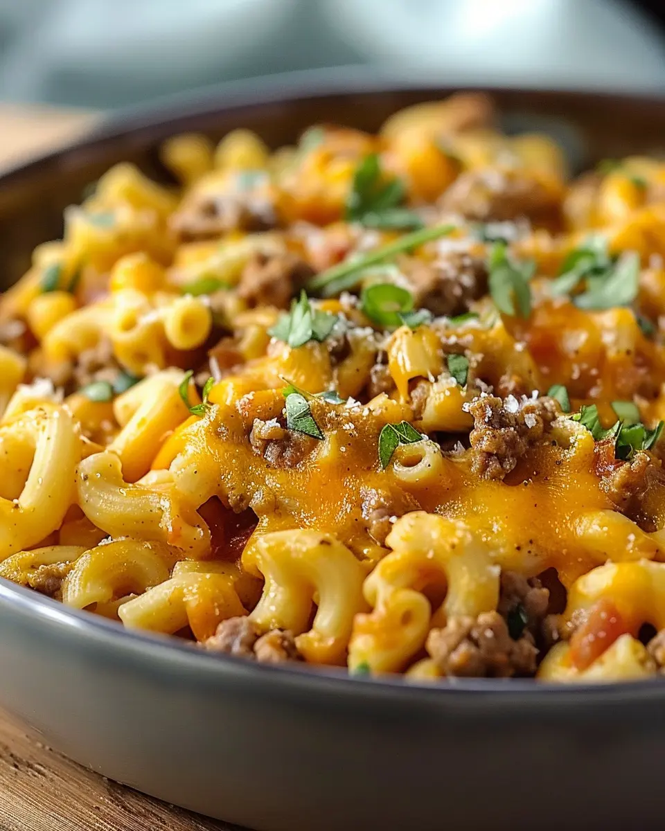 One-Pot Cheeseburger Macaroni: Easy Turkey Bacon Delight