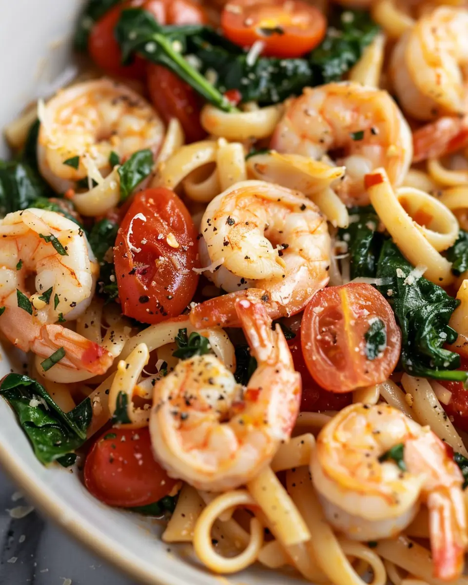 Tomato and Spinach Shrimp Pasta: Easy Weeknight Delight Recipe