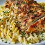 Creamy Garlic Parmesan Chicken with Cheesy Twisted Pasta