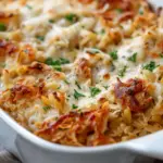 French Onion Chicken Orzo Casserole