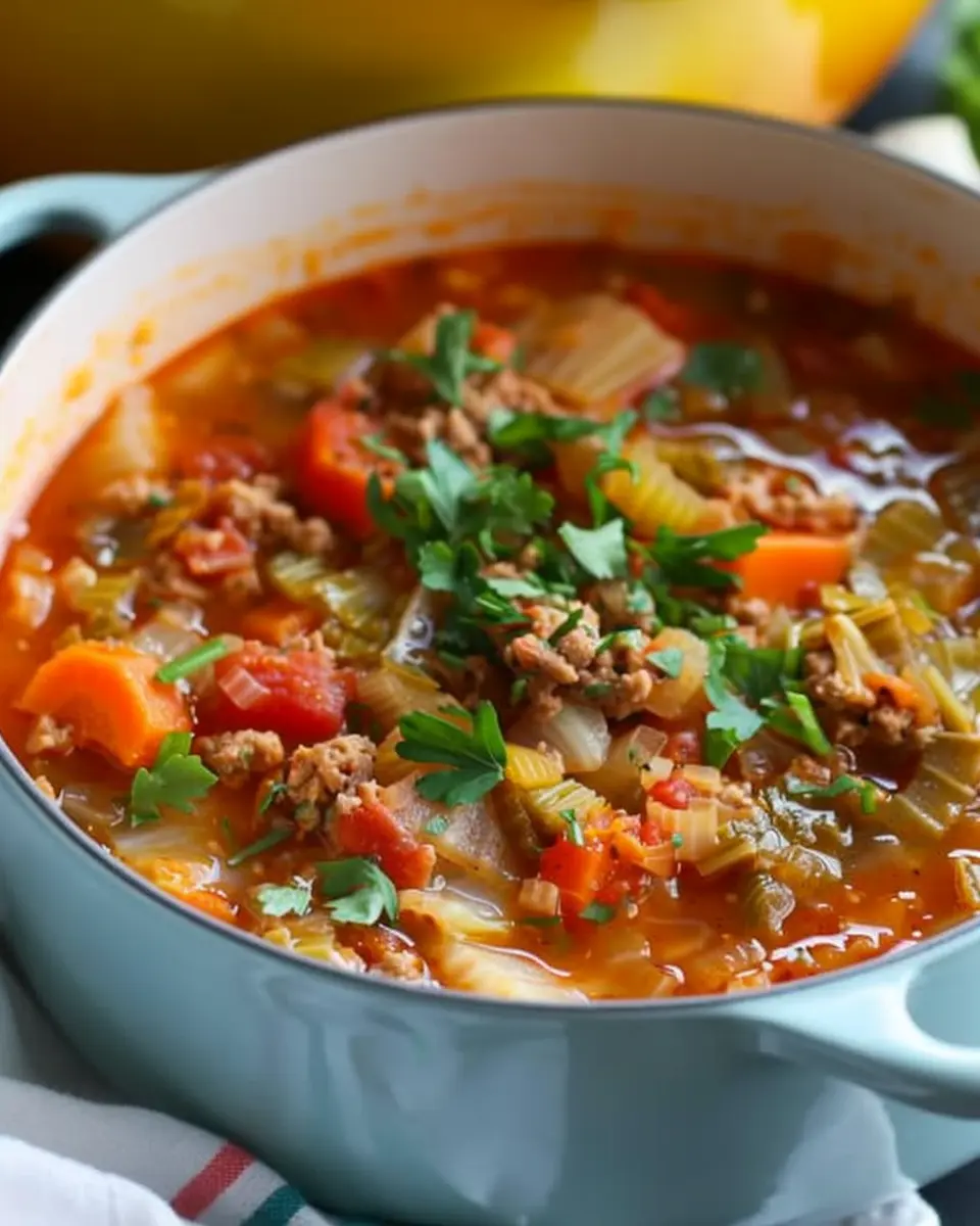 Cabbage Roll Soup: Easy Comfort Food with Turkey Bacon and Chicken Ham