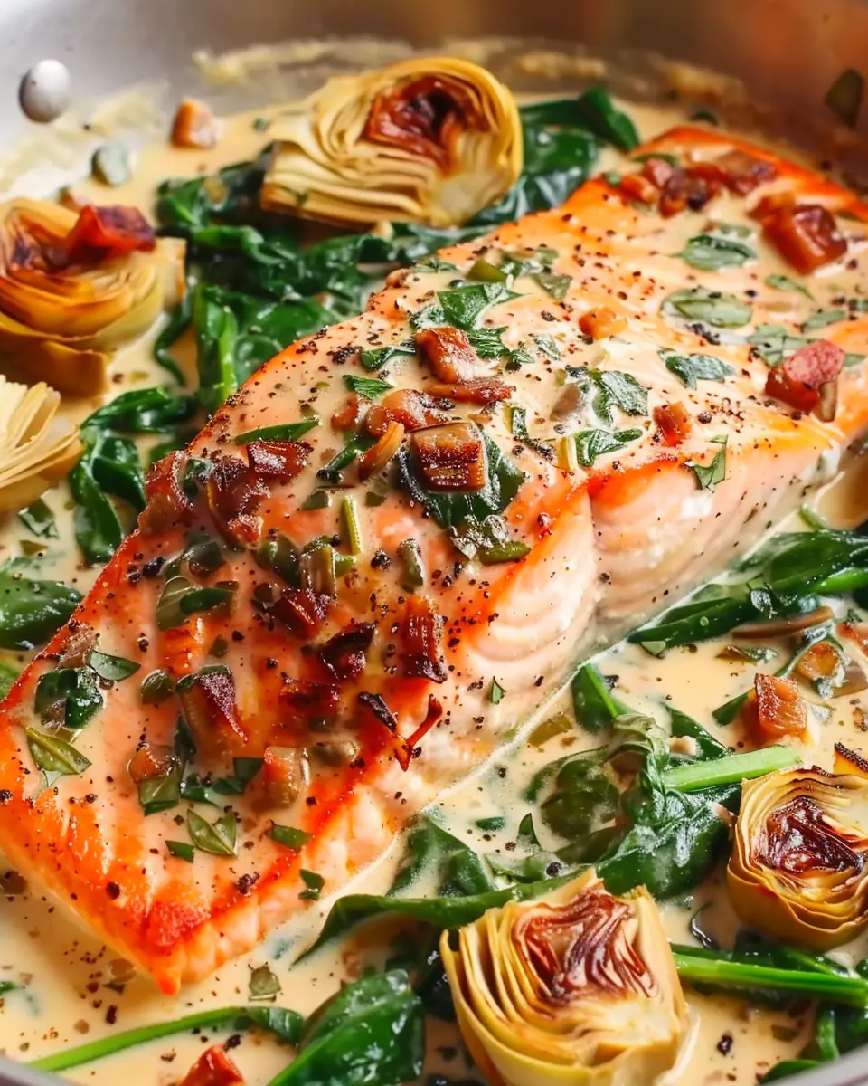 Creamy Tuscan Salmon: Indulgent Recipe with Spinach and Artichokes
