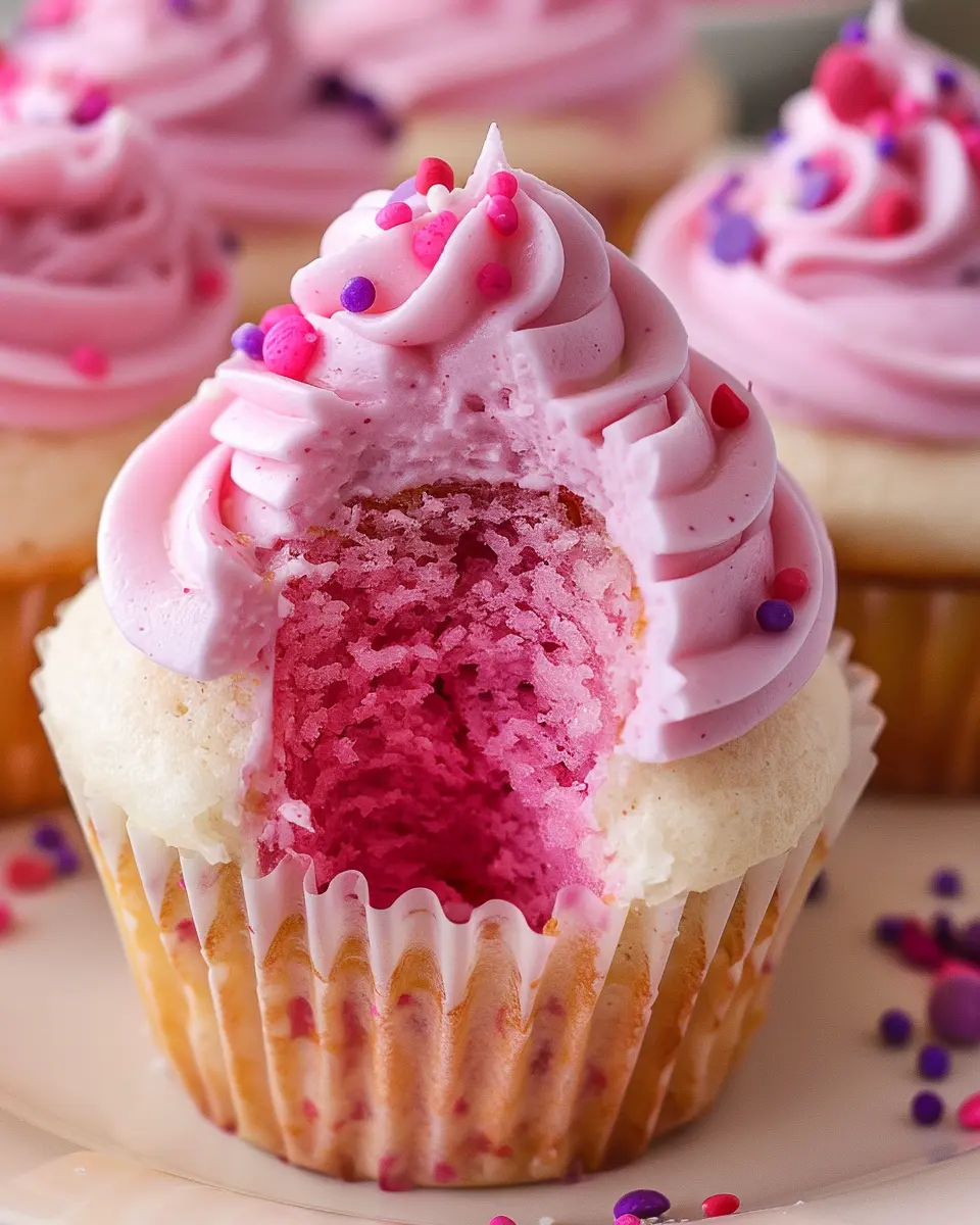 Pink Velvet Cupcakes with Vanilla Buttercream Frosting Delight