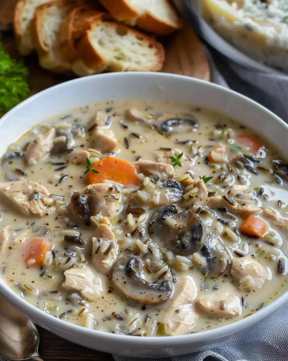 Creamy Mushroom Chicken Soup with Wild Rice: Indulgent Comfort Food