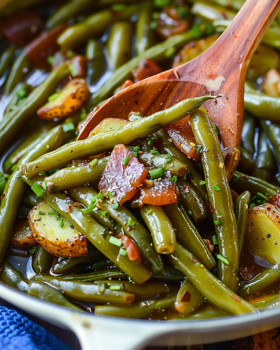 Smothered Cajun Green Beans: A Flavorful Turkey Bacon Delight