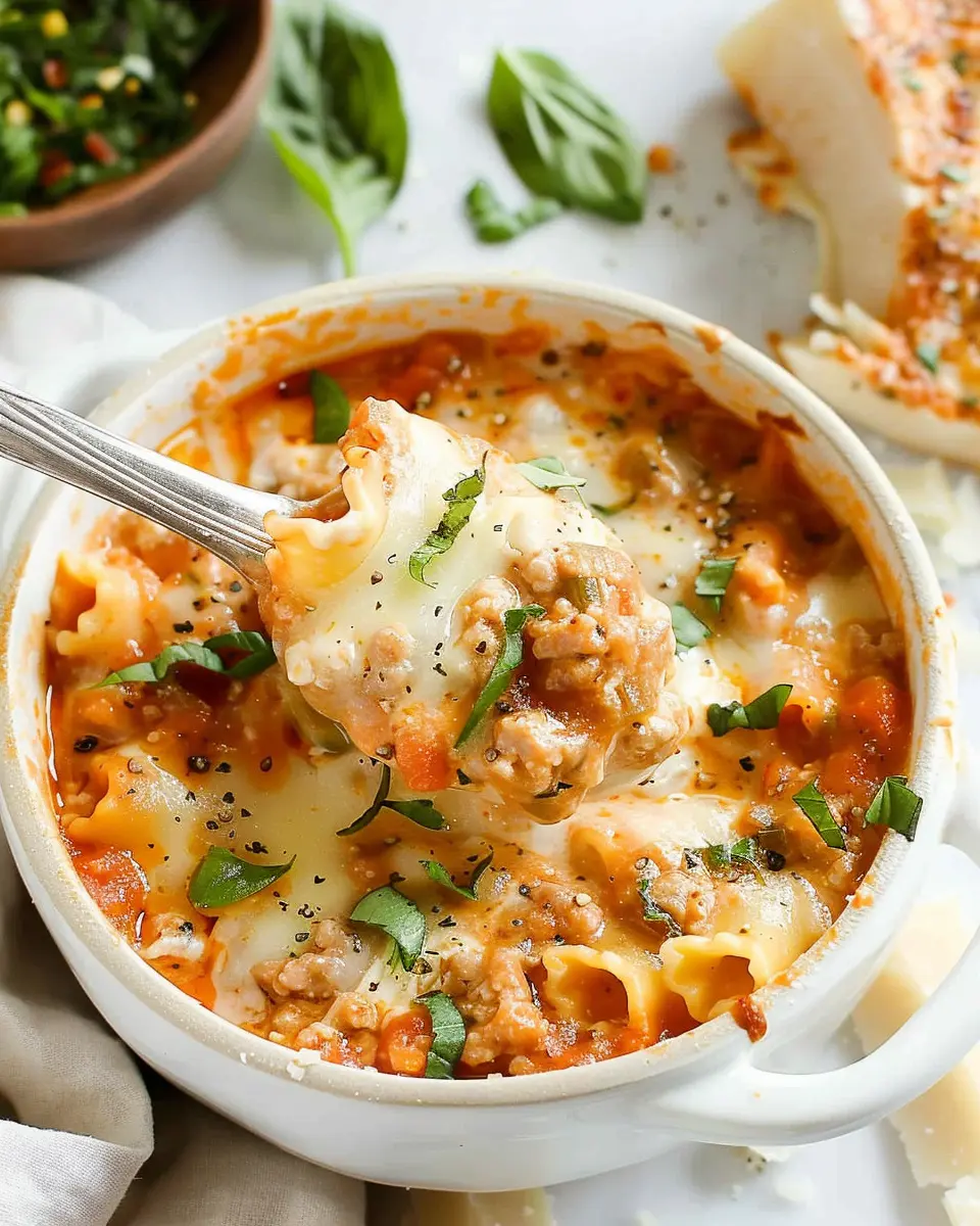 Easy Creamy Lasagna Soup: A Cozy Twist with Turkey Bacon and Chicken Ham