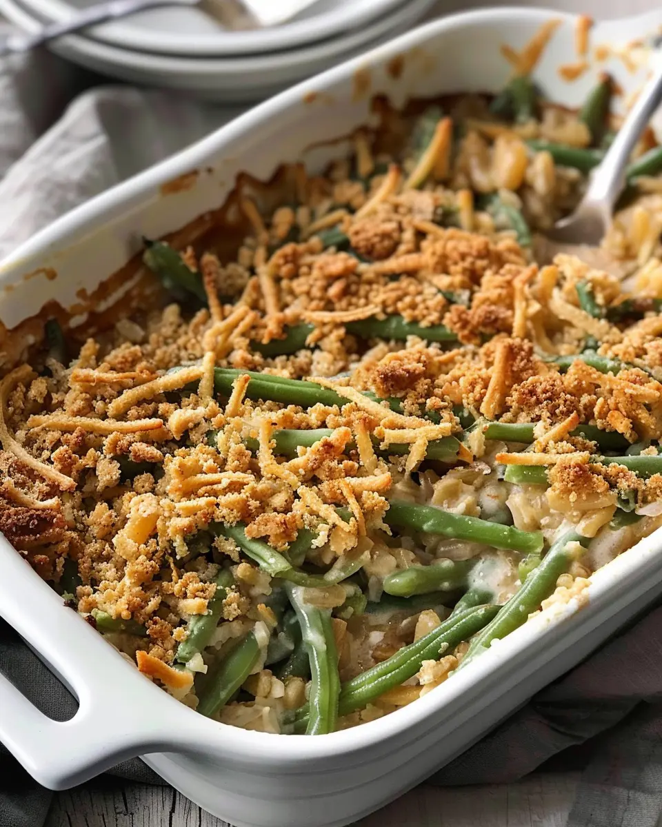 Gluten-Free Green Bean Casserole with Turkey Bacon Delight