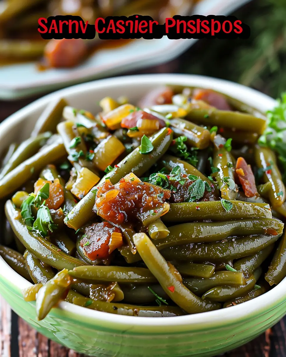 Smothered Cajun Green Beans with Turkey Bacon for a Tasty Twist
