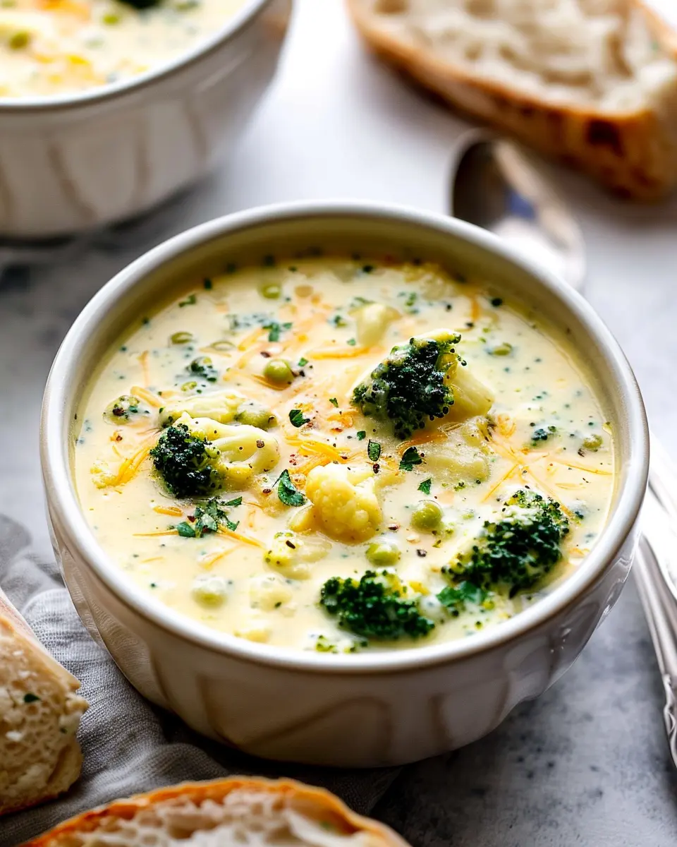 Best Broccoli Cauliflower Cheese Soup with Turkey Bacon Delight