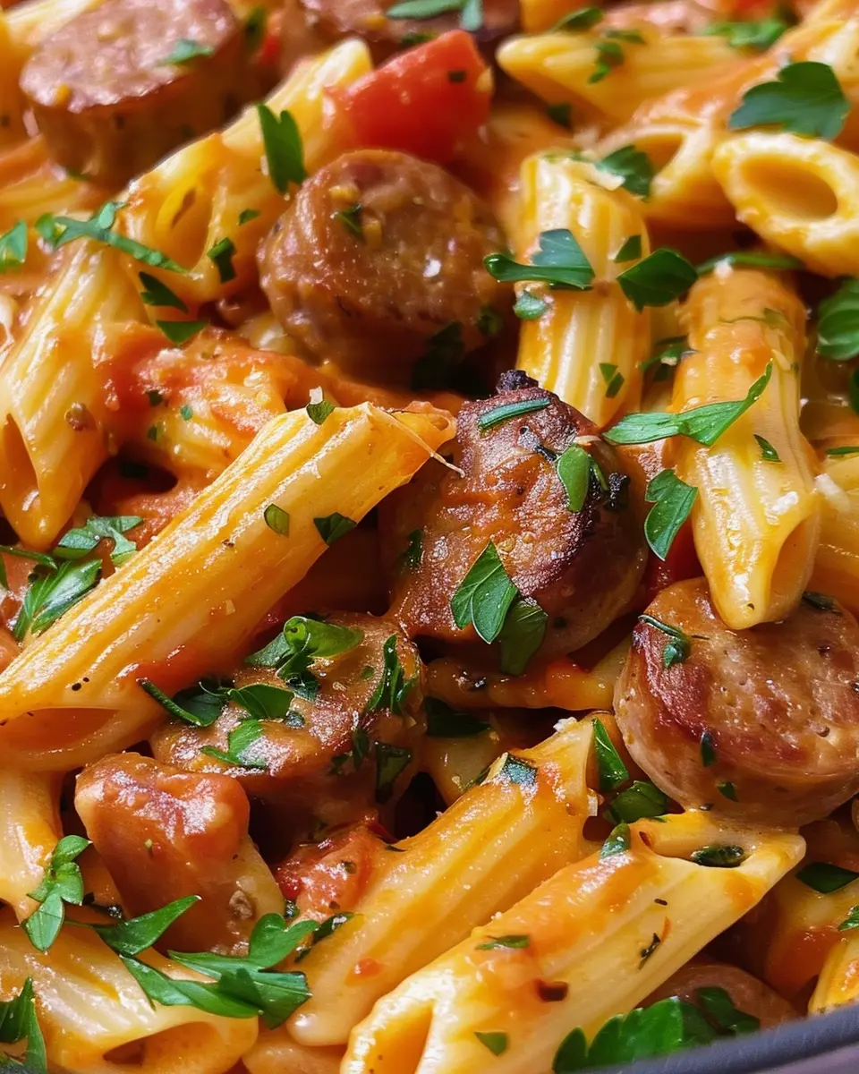 One Pot Creamy Cajun Sausage Pasta: Fast and Indulgent Dinner Delight