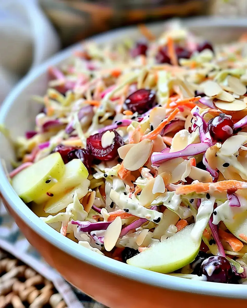 Coleslaw with Apples: Fresh, Crunchy Delight with Cranberries and Turkey Bacon