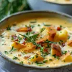 Hearty Cheddar Garlic Herb Potato Soup