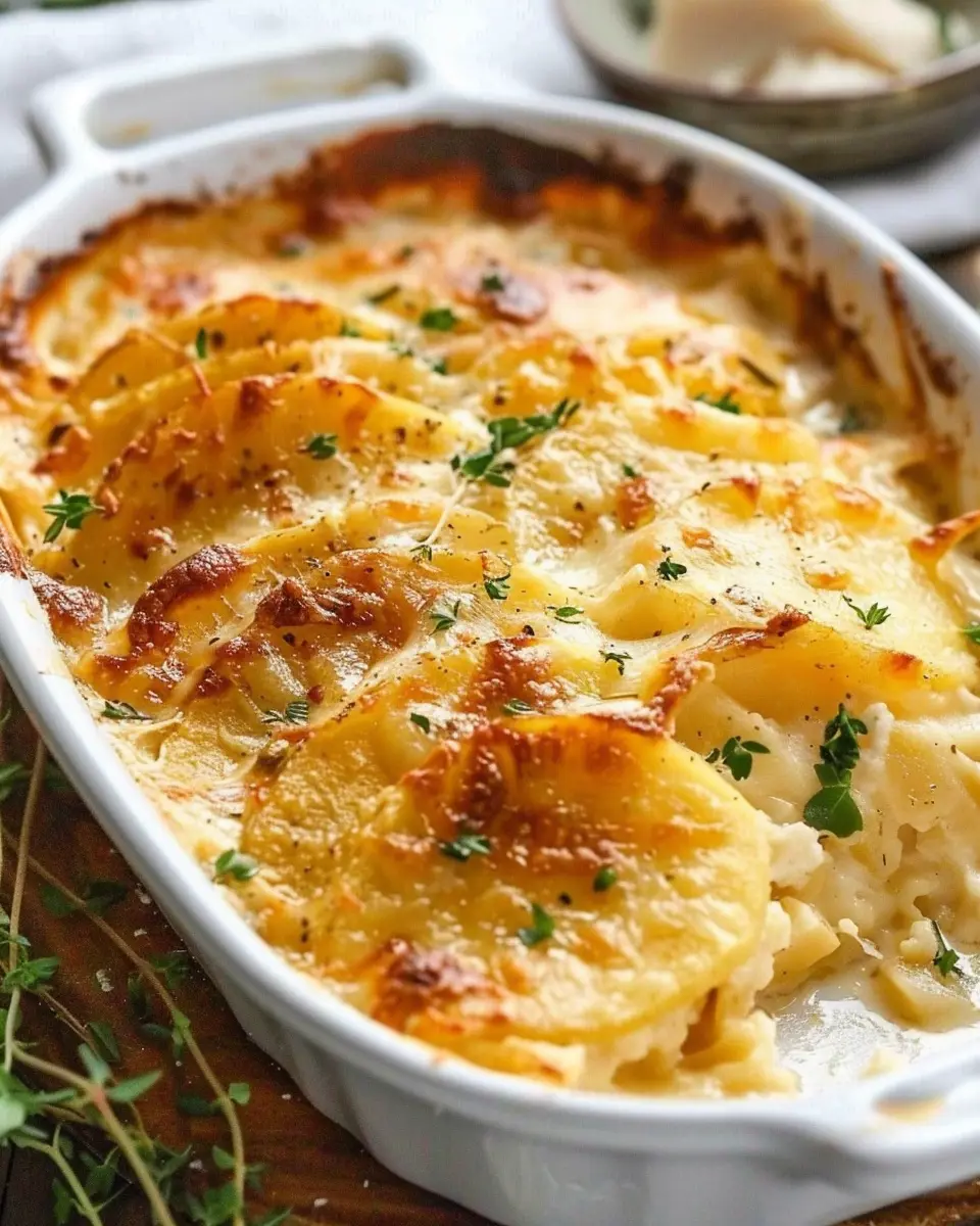 Scalloped Potatoes with Turkey Bacon and Chicken Ham Delight