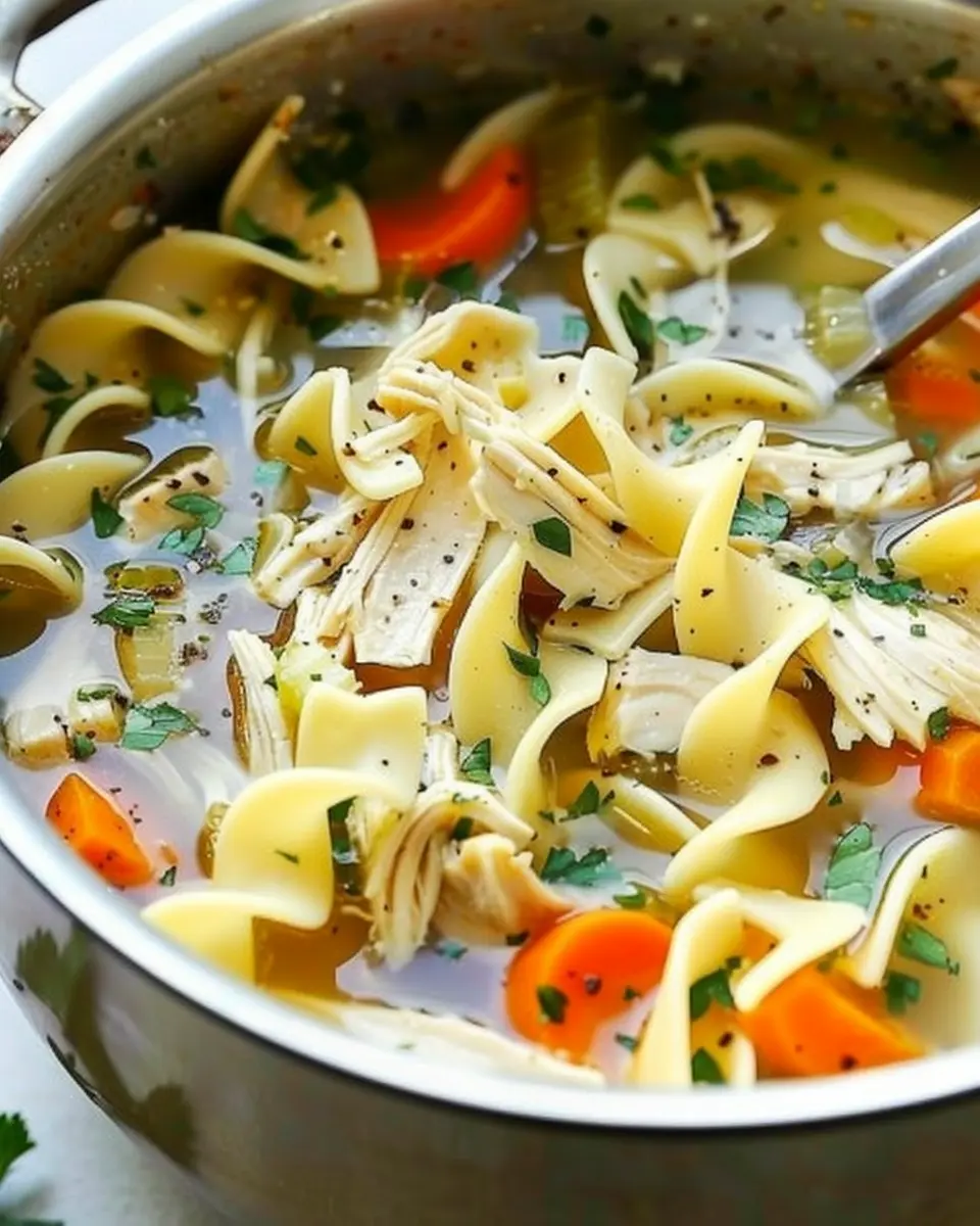 Literally the Best Chicken Noodle Soup with Turkey Bacon Magic