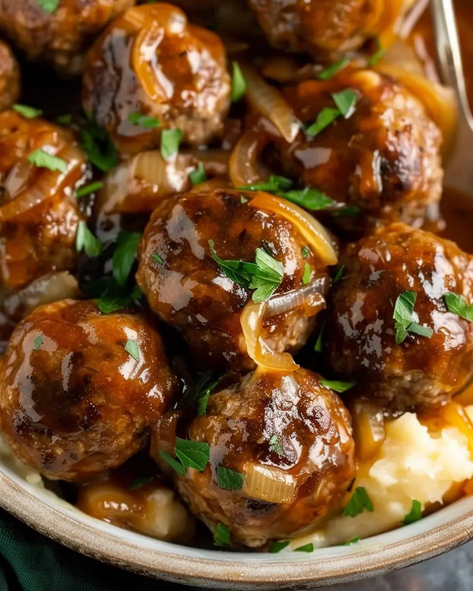 Crock Pot French Onion Meatballs: Easy Turkey Bacon Delight