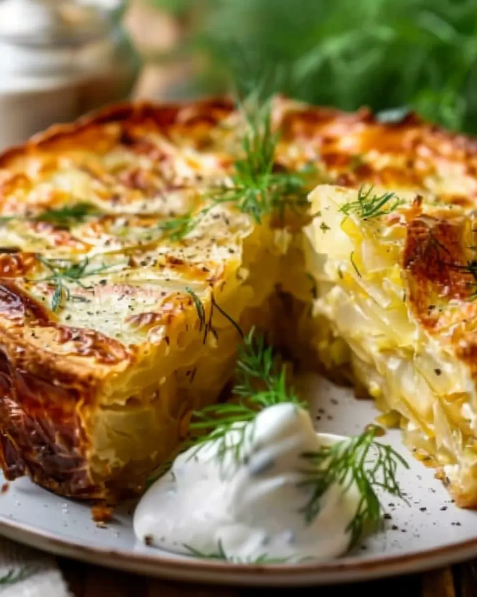 Crispy Cabbage Pie Recipe: Indulgent Comfort with Dill Sauce