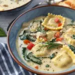 One-Pot Creamy Tuscan Ravioli Soup