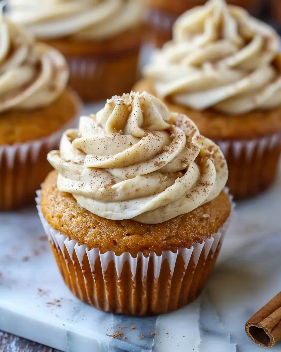 Pumpkin Cupcakes with Cinnamon Cream Cheese Frosting Delight