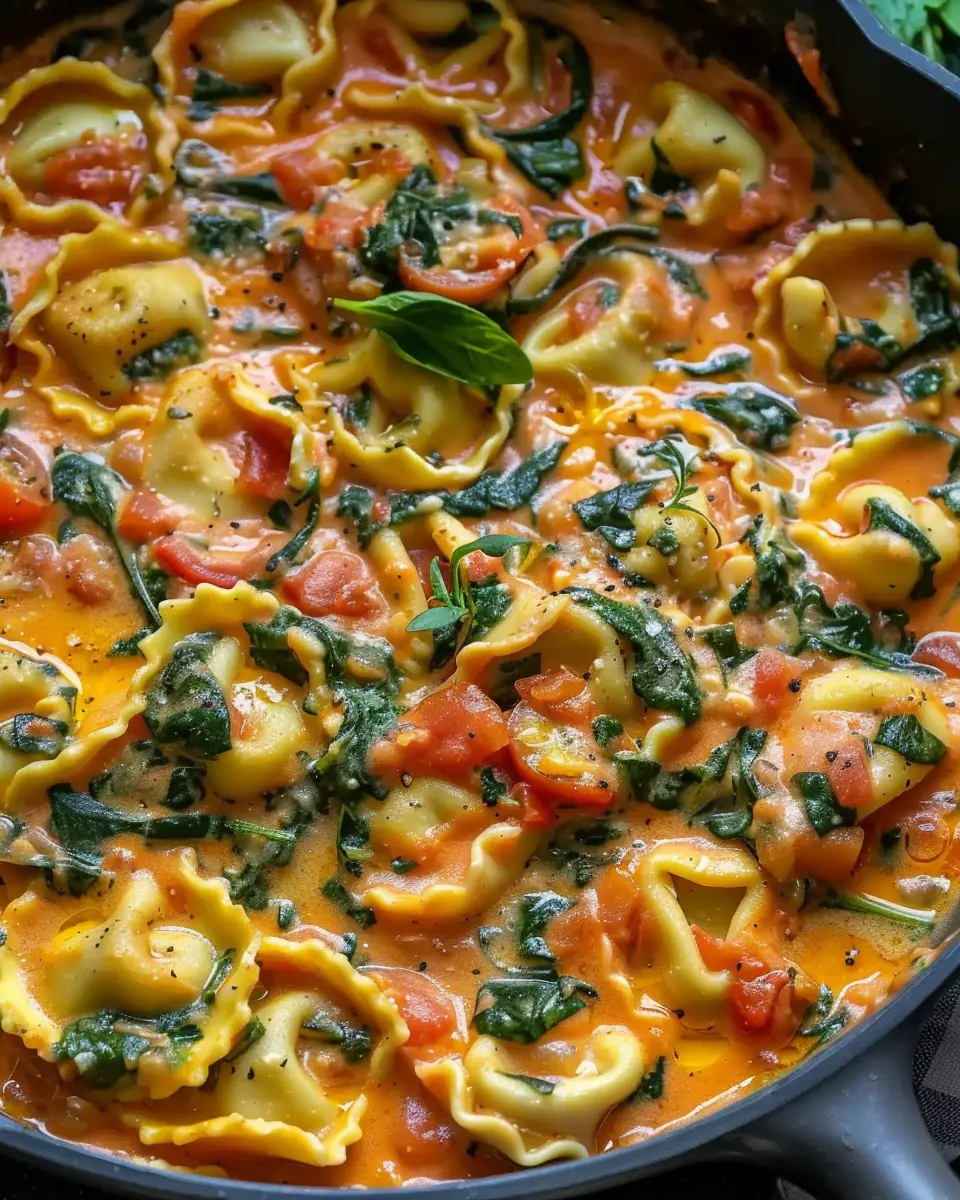 One Pot Creamy Spinach Tomato Tortellini for Easy Weeknight Dinners