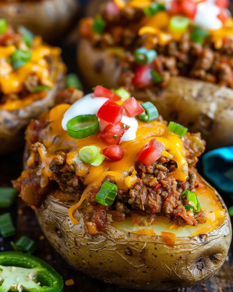 Double Stuffed Taco Potatoes with Turkey Bacon and Chicken Ham