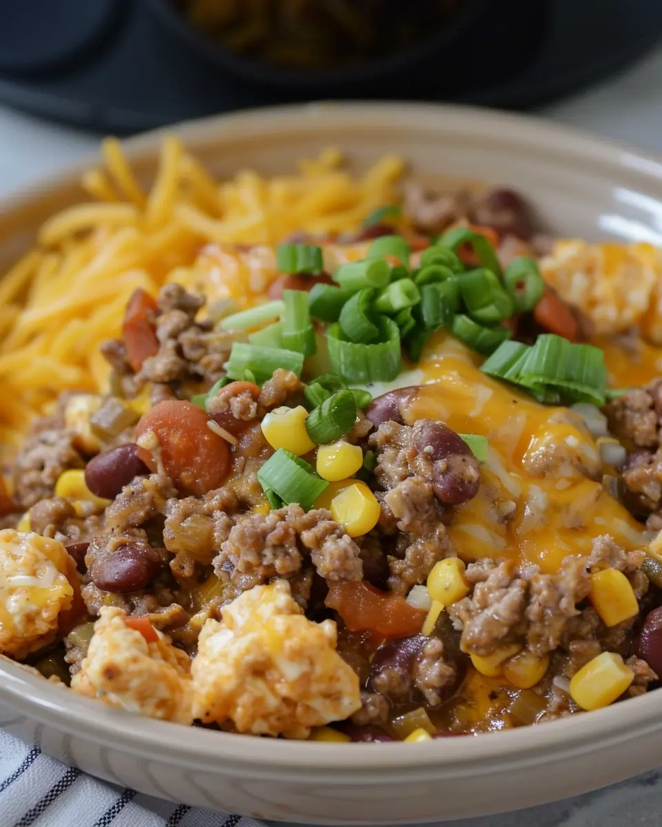 Slow Cooker Cowboy Casserole with Turkey Bacon and Chicken Ham