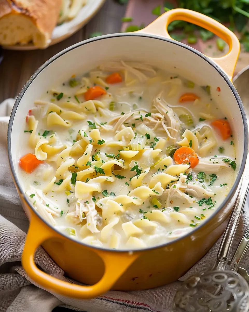 Creamy Chicken Noodle Soup: A Cozy Delight with Turkey Bacon